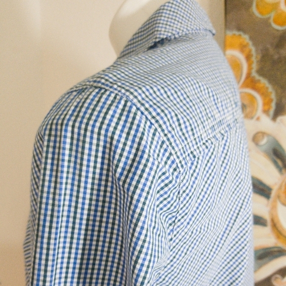 Eddie Bauer Women Button Down Shirt Sz M Blue/Gree - Picture 5 of 8